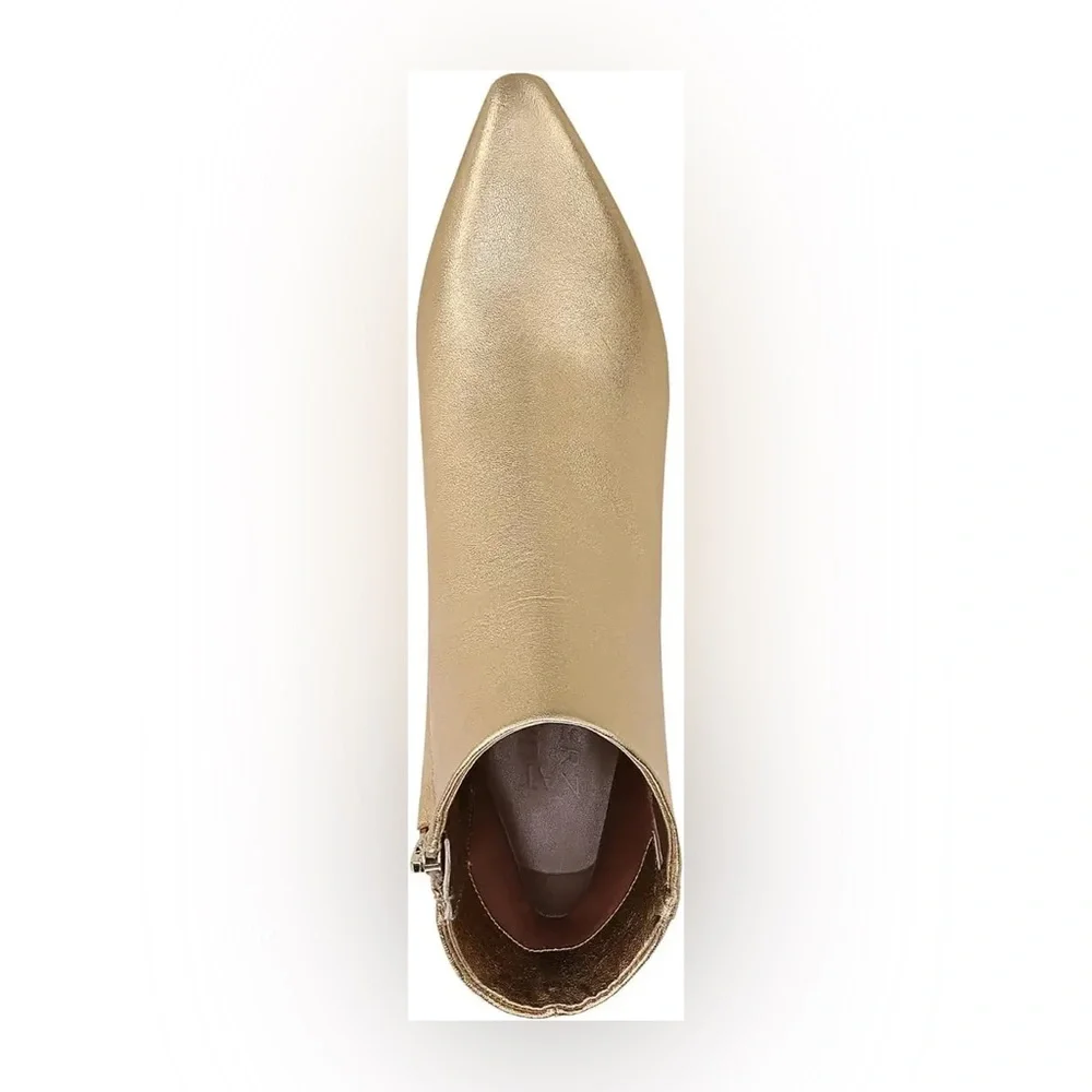 Naturalizer hot gold leather deesha kitten heel ankle boots nib 10m